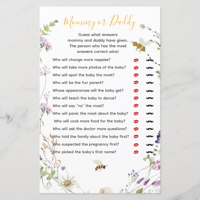 A Little Honey Bee Wildflower Mommy or Daddy (Front)