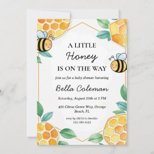 a little honey is on the way baby shower invitation