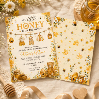 A Little Honey Is On The Way Baby Shower Invitation