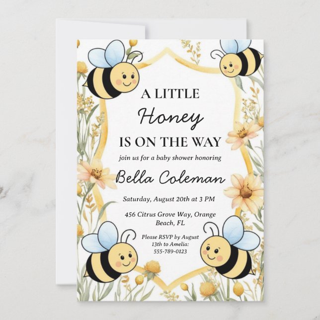 a little honey is on the way baby shower invitation (Front)
