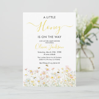 A Little Honey Is On The Way Bee Baby Shower Invitation