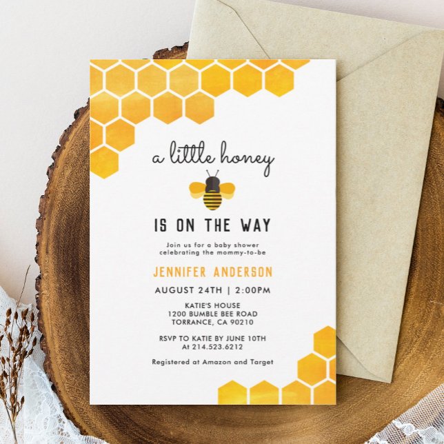 A Little Honey Is On The Way Bee Baby Shower Invitation (Creator Uploaded)