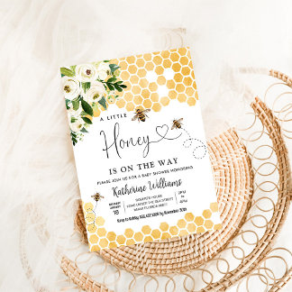 A Little Honey Is On The Way Bee Theme Baby Shower Invitation