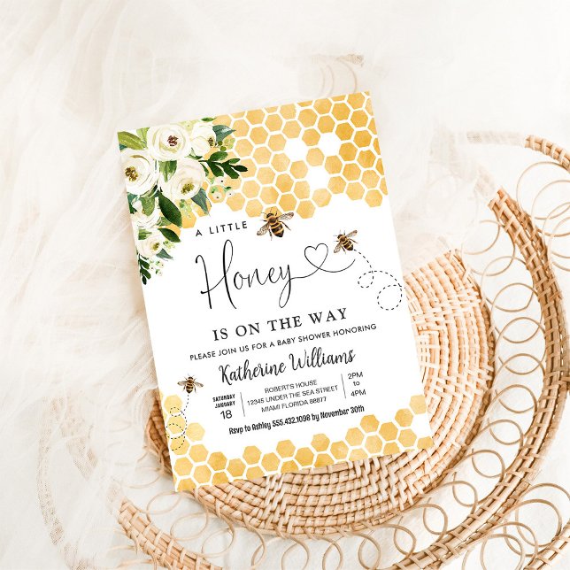 A Little Honey Is On The Way Bee Theme Baby Shower Invitation (Creator Uploaded)