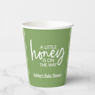 A Little Honey is On the Way - Green Baby Shower Paper Cups