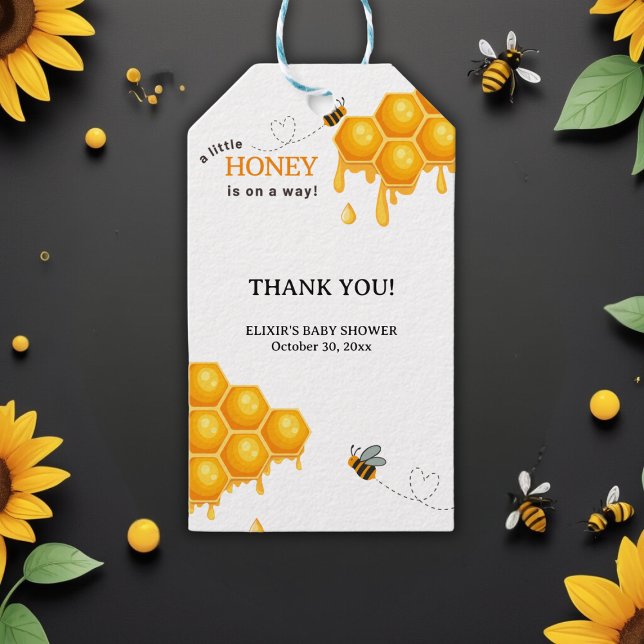 A Little Honey Is On the Way Honeycomb Baby Shower Gift Tags (Creator Uploaded)