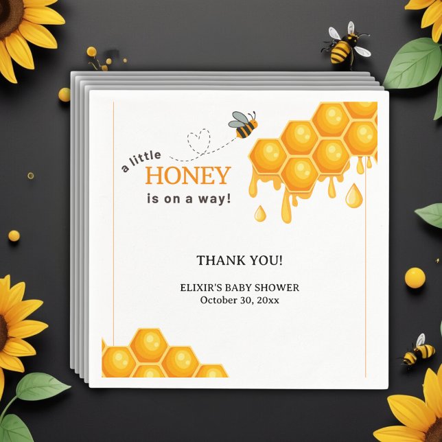 A Little Honey Is On the Way Honeycomb Baby Shower Napkin (Creator Uploaded)