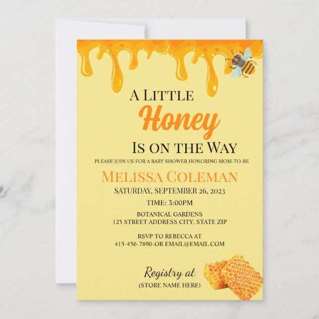 A Little Honey Is on the Way Invitation (Front)