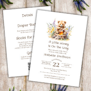 A little Honey On The Way Teddy Bear QR Code Invitation