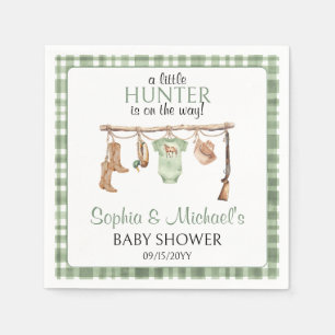 A Little Hunter Is On The Way Baby Shower Party Napkin