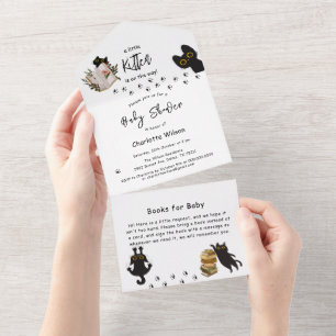 A Little Kitten Is On The Way Cute Cat Baby Shower All In One Invitation