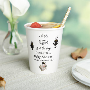 A Little Kitten Is On The Way Cute Cat Baby Shower Paper Cups