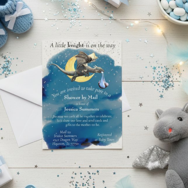 A Little Knight Dragon Baby Shower By Mail Silver  Postcard (Creator Uploaded)