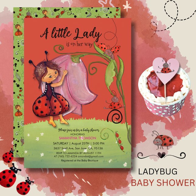 A Little Lady is on Her Way Red Ladybug Invitation (A Little Lady is on Her Way Red Ladybug Invitation)