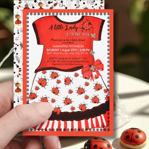 A Little Lady is on Her Way Watercolor Ladybug Invitation