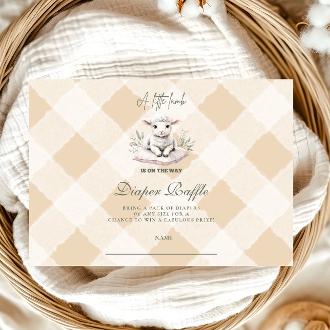 A Little Lamb Baby Shower Diapper Raffle Enclosure Card (Creator Uploaded)