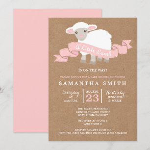 A Little Lamb Girl Baby Shower Invitation