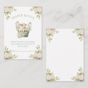A Little Lambchop Watercolor Diaper Raffle Enclosure Card