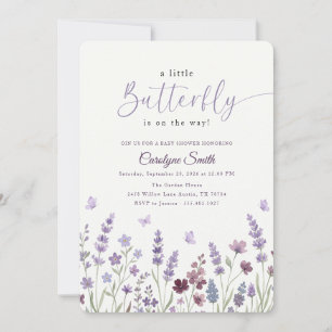 A Little Lavender Butterfly Wildflower Baby Shower Invitation