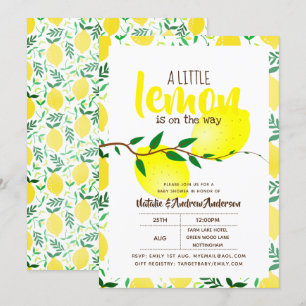 A Little Lemon On The Way Fresh Yellow Baby Shower Invitation