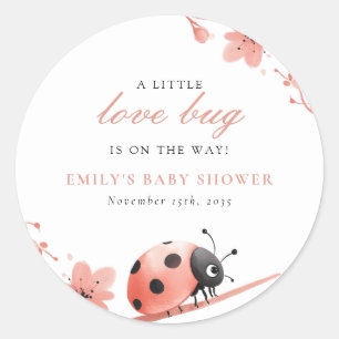 A Little Love Bug Is On The Way Baby Shower Classic Round Sticker