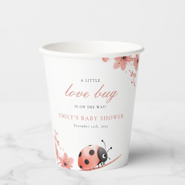 A Little Love Bug Is On The Way Baby Shower Paper Cups (Front)