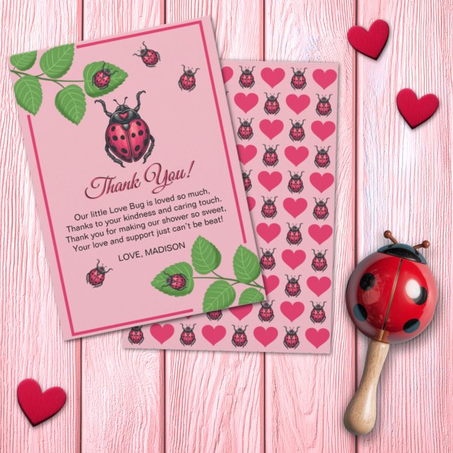 A Little Love Bug Is On The Way Ladybug Thank You Card (Creator Uploaded)