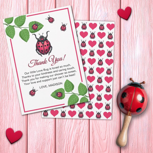 A Little Love Bug Is On The Way Ladybug Thank You Card (Creator Uploaded)
