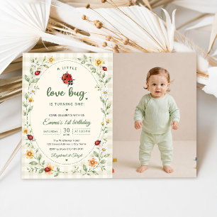 A Little Love Bug Ladybug 1st Birthday Invitation