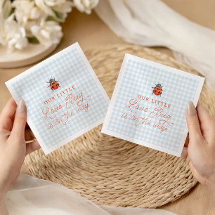 A Little Love Bug On The Way Gingham Baby Shower Napkin