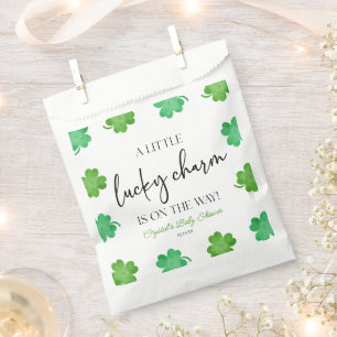 A Little Lucky Charm Green Clover Baby Shower Favour Bag