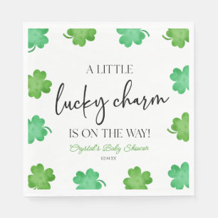 A Little Lucky Charm Green Clover Baby Shower Napkin