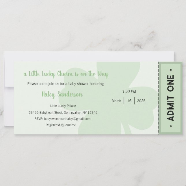 A Little Lucky Charm is on the Way Invitation (Front)