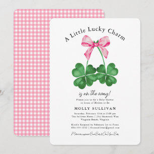 A Little Lucky Charm Shamrock Coquette Bow Invitation