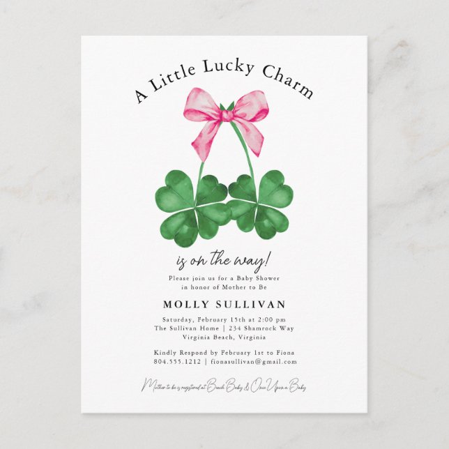 A Little Lucky Charm Shamrock Coquette Bow  Postcard (Front)