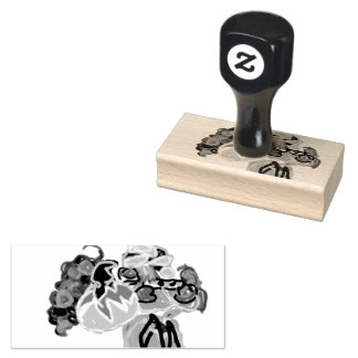 A little man  autumn sing  rubber stamp