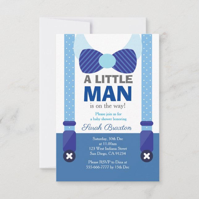 A little man baby shower invitation card (Front)