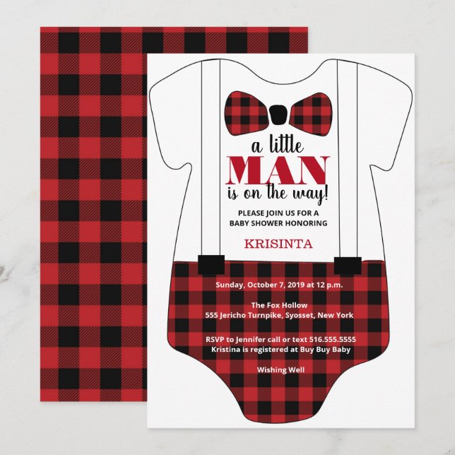 A Little Man is on the way Baby Shower Invitations (Front/Back)