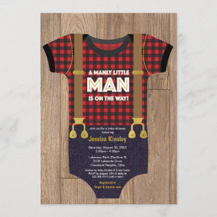 A Little Man Lumberjack Baby Shower Invitation