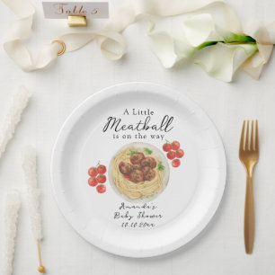 A little Meatball is on the way Baby Shower Paper Plate