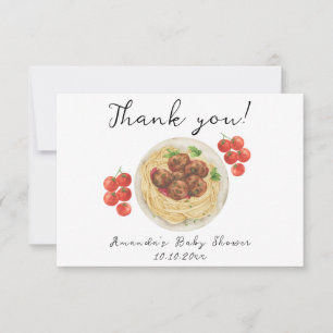 A little Meatball is on the way Baby Shower Thank You Card