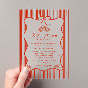 A Little Meatball is on the Way Doodle Baby Shower Acrylic Invitations