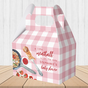 A Little Meatball Is On The Way Pink Baby Shower Favor Box