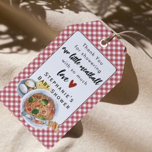 A Little Meatball Is On The Way Red Baby Shower Gift Tags