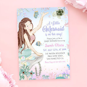 A Little Mermaid Girl Baby Shower Party Invitation