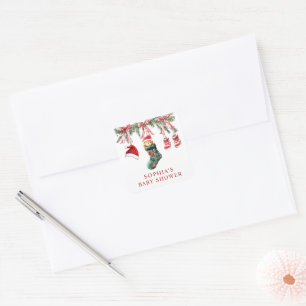 A Little Merry Christmas Baby Shower Square Sticker