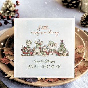 A Little Merry is on the Way Puppy Christmas Baby Napkin