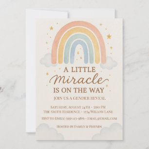 A Little Miracle Is On The Way  Gender Reveal  Invitation
