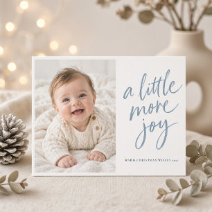 A Little More Joy Blue Baby Christmas Photo Card
