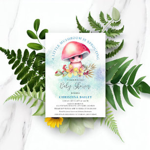 A Little Mushroom Is Sprouting Baby Shower Invitation
